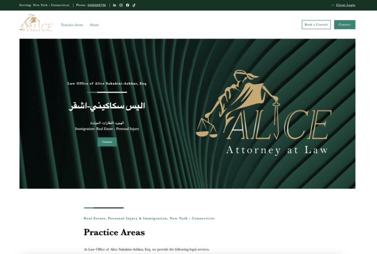 Best solo attorney website design - The Law Office of Alice Sakakini-Ashkar, Esq